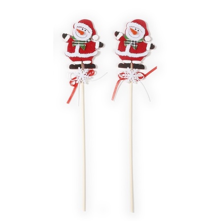 2x Christmas decorationsticks with snowman 30 cm