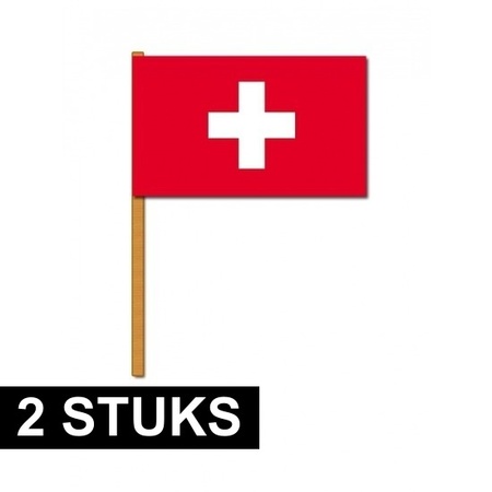 2x Hand flags Switzerland