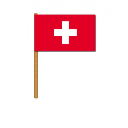 2x Hand flags Switzerland