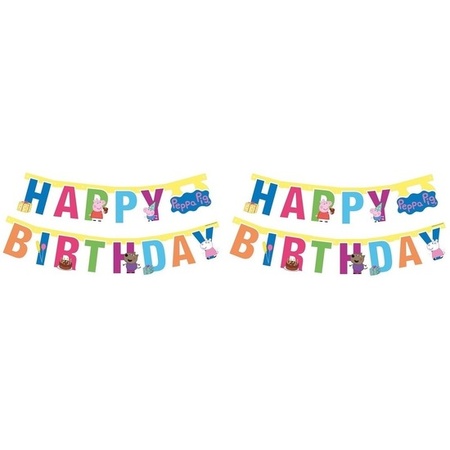 2x Peppa Pig party letter garland/bunting Happy Birthday 140 cm 