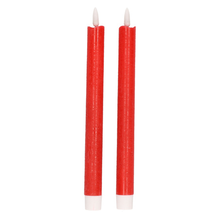2x Red LED dinner candles 25,5 cm