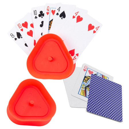 2x Playing cards holders 8,6 cm with 54 blue playing cards