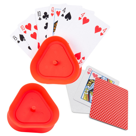 2x Playing cards holders 8,6 cm with 54 red playing cards