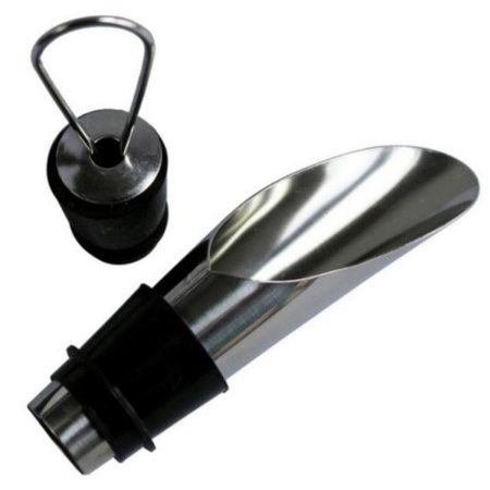 2x Wine bottle spout with cap stainless steel
