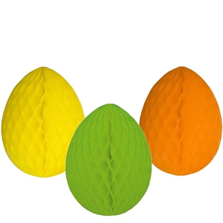 3 decoratie paaseieren pakket vrolijke kleuren 10 cm