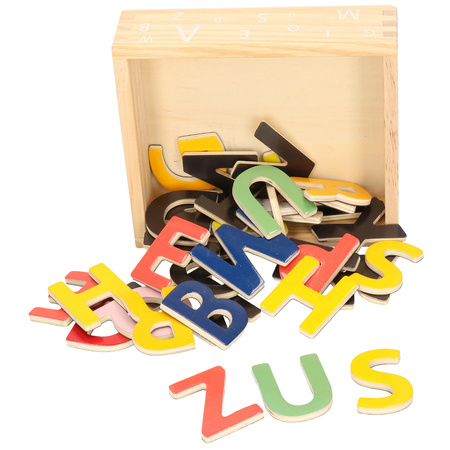 37x Magnetic wooden letters colored