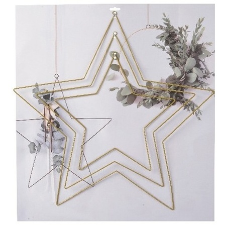 3x DIY star shape eucalyptus/floral wreath/pendants set of iron