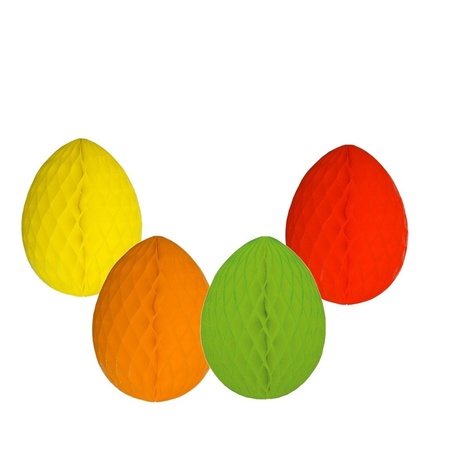 4 decoratie paaseieren pakket vrolijke kleuren 10 cm