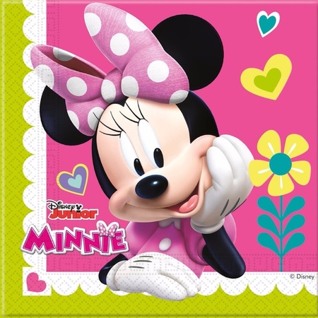 40x Minnie Mouse party theme napkins 33 x 33 cm paper