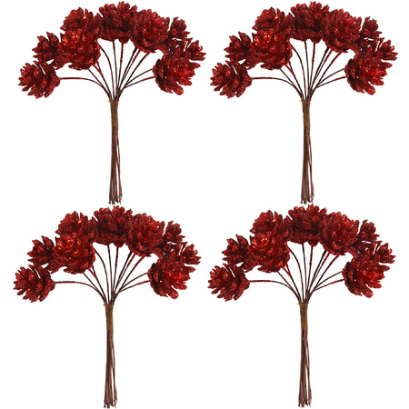 4x piece of 12x red pinecones decorations for christmas floral piece