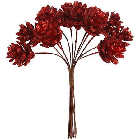 4x piece of 12x red pinecones decorations for christmas floral piece