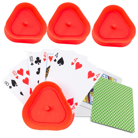 4x Playing cards holders 8,6 cm with 54 green playing cards