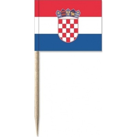 50x Cocktailprikkers Kroati 8 cm vlaggetje landen decoratie