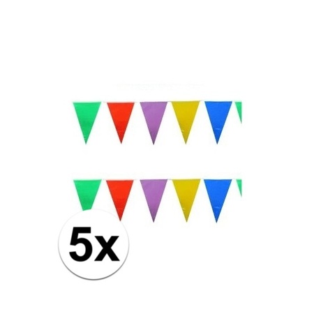 5x Colored bunting flags 10 meters