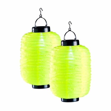 6x yellow solar lampion lanterns 35 cm
