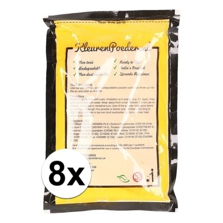 8x Holi color powder yellow