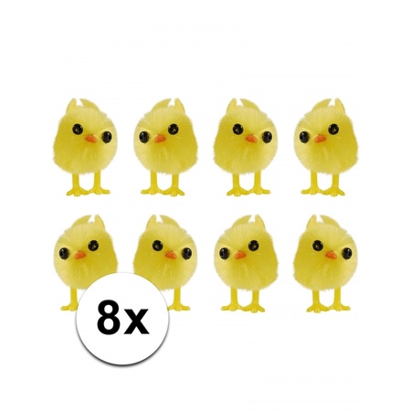 8x pieces Easter chicks yellow 3 cm
