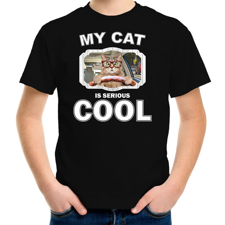 Driving cat t-shirt my cat is serious cool black for children