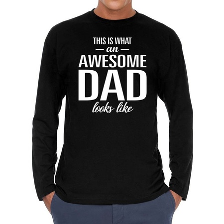 Awesome dad cadeau t-shirt long sleeves zwart heren