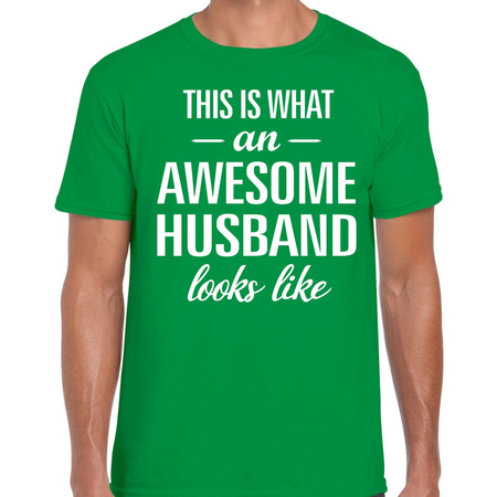 Awesome Husband / echtgenoot cadeau t-shirt groen heren 