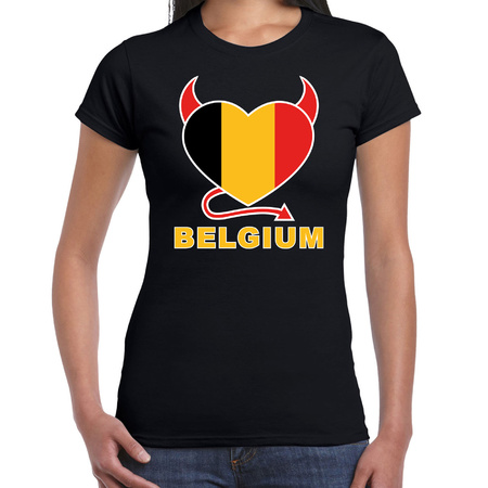 Belgium heart supporter shirt black for women