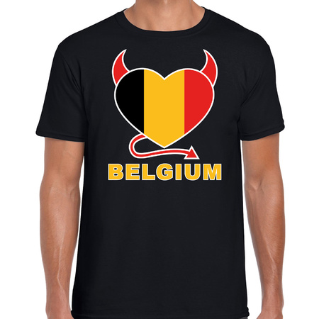 Belgium hart supporter t-shirt zwart EK/ WK voor heren