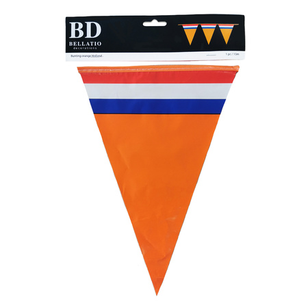 Bellatio decorations - Oranje Holland vlaggenlijn met Nederlandse vlag 10 meter