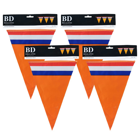 4x Orange Holland bunting flags 10 meters