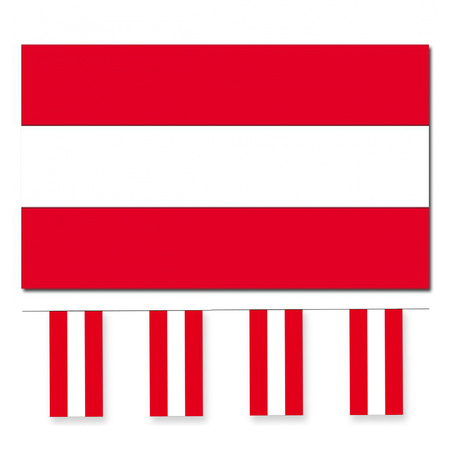 Bellatio Decorations - Vlaggen versiering set - Oostenrijk - Vlag 90 x 150 cm en vlaggenlijn 4 meter