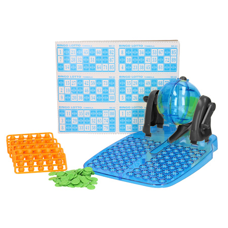 Bingo game blue/black complete set numbers 1-90 with wheel/drum and cards