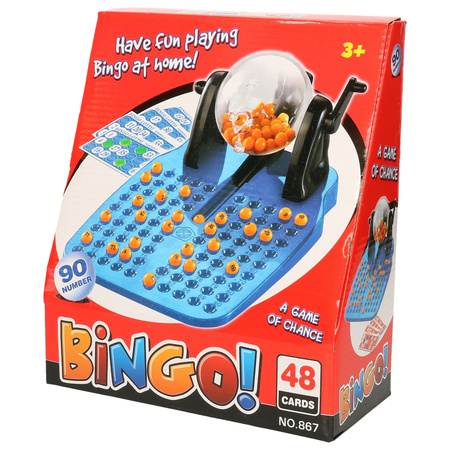 Bingo game blue/black complete set numbers 1-90 with wheel/drum and cards