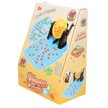 Bingo spel gekleurd/geel complete set nummers 1-90 met molen/148x bingokaarten/2x stiften