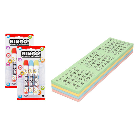 100x Bingo cards numbers 1-75 with 6x bingo dabbers