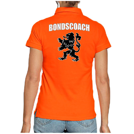 Bondscoach Holland supporter poloshirt oranje met leeuw EK / WK voor dames