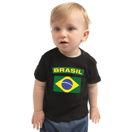 Brasil present t-shirt with flag black for babys