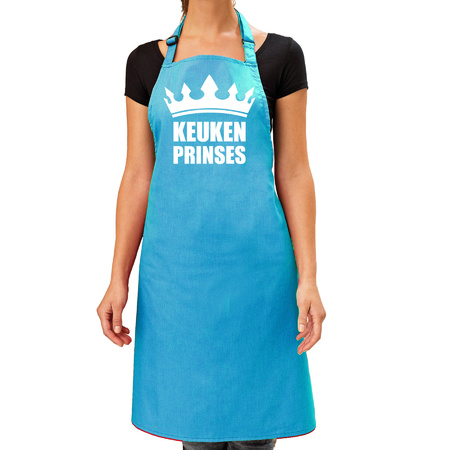 Cadeau schort voor dames - keuken prinses - blauw - keukenschort - verjaardag