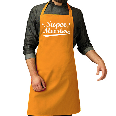 Gift apron for men - Super master - yellow - kitchen apron - barbecue - teacher's day