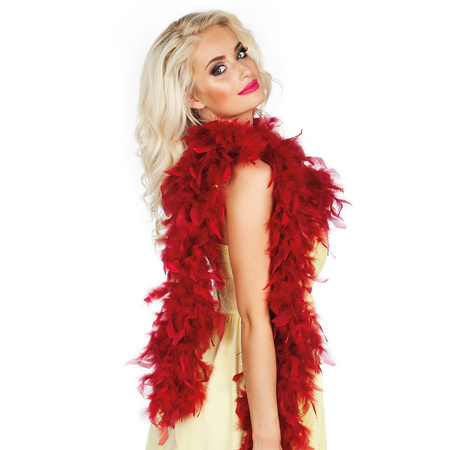 Carnaval verkleed boa met veren - bordeaux rood - 180 cm - 50 gram - Glitter and Glamour