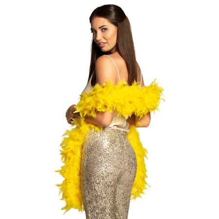 Carnaval Feathers boa - yellow - 180 cm - 50 gram - Glitter and glamour