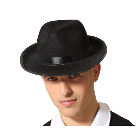 Gangster/maffia carnaval set - hat in black - a fat sigar - machinegun 50 cm