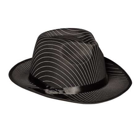 Gangster/Maffia/Roaring Twenties verkleed set - gleufhoed zwart - met dun snorretje - Dikke sigaar