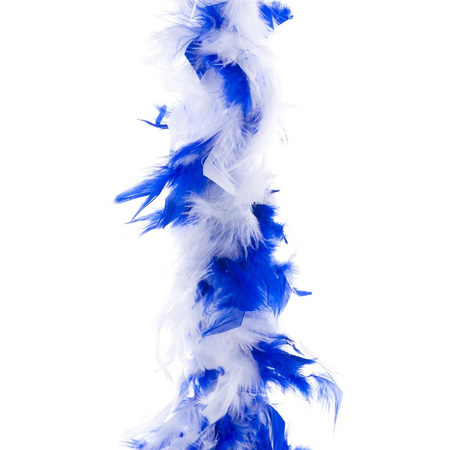 Carnaval verkleed veren Boa kleur blauw/wit mix 2 meter