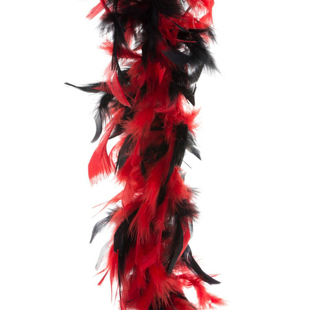 Carnaval feathers boa color black/red mix 2 meters