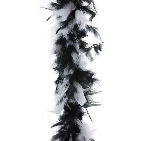 Carnaval feathers boa color black/white mix 2 meters