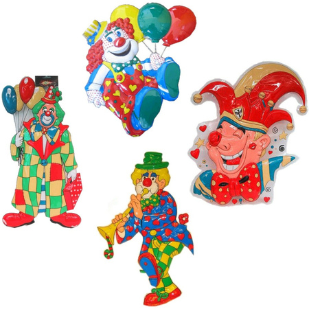 Carnaval decoration set - 4x large wall deco clowns