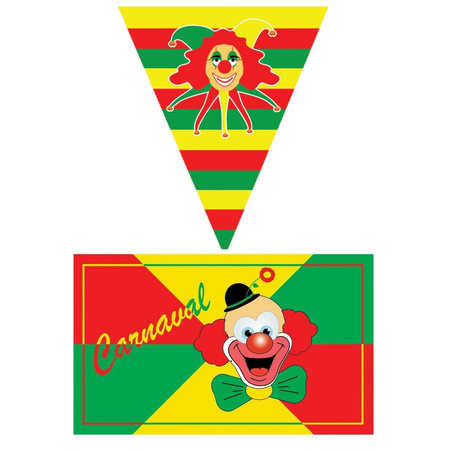 Carnaval decoration set - 2x large flag and 6x bunting flags