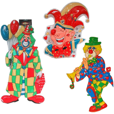 Carnaval decoration set - 3x large wall deco clowns