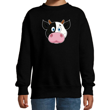 Cartoon cow sweater black for boys and girls