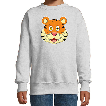 Cartoon tiger sweater grey for boys and girls