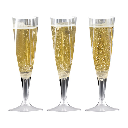 Champagneglazen - 10x - plastic - 140 ml - transparant - herbruikbaar